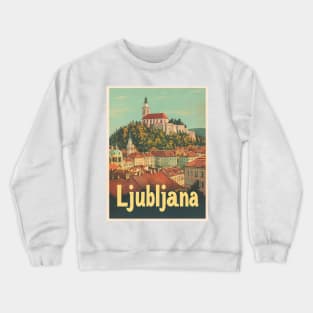 Ljubljana showcases its beautiful architecture and rich history, highlighted by the castle perched on a hill. The quaint rooftops and Crewneck Sweatshirt